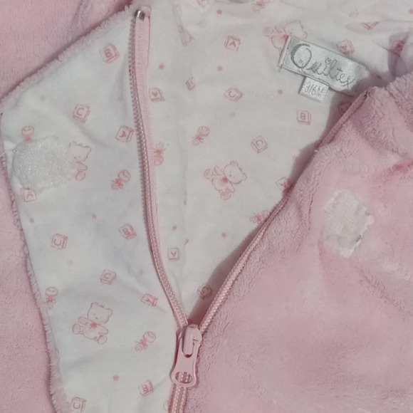 5 for $10 Quiltex Pink Bear Soft & Thick Fooded Suit 3-6m - Picture 5 of 6